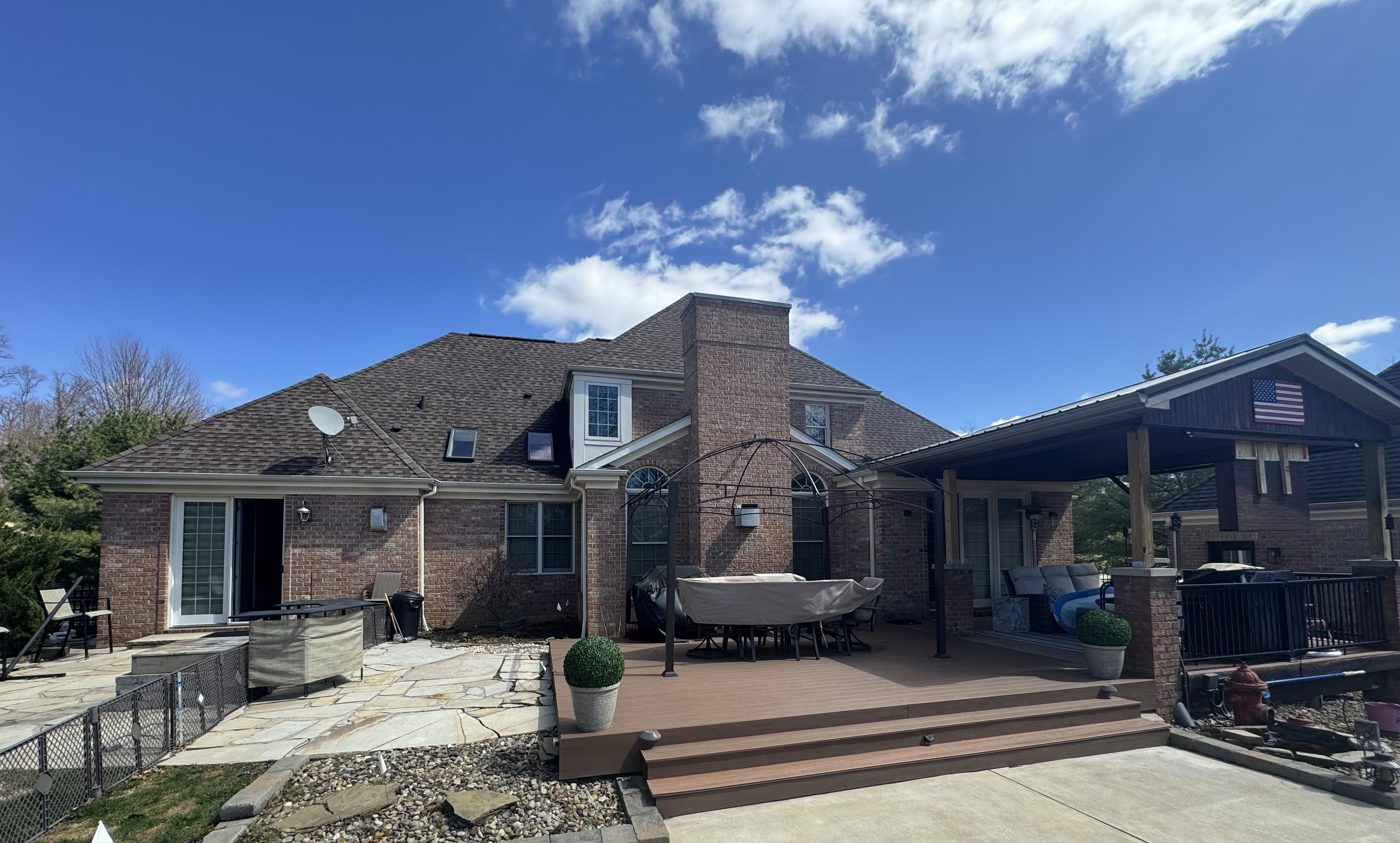 Custom composite deck and covered outdoor pavilion